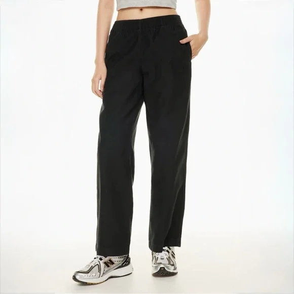 Aritzia TNA Christie Pant Black Wide Leg Pull On Cotton | 2XS Elastic Waist - Picture 6 of 16